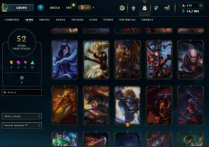 acc mestre 100 pdl, quase full champs, 52 skins - League of Legends LOL