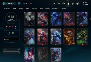 Conta prata 1 com TODOS os champs e 418 Skins + 12 Miticas - League of Legends LOL