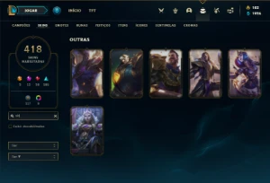 Conta prata 1 com TODOS os champs e 418 Skins + 12 Miticas - League of Legends LOL