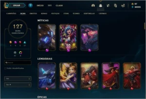 CONTA LOL D3, 127 SKINS, TODOS OS CHAMPS, 43K ES AZUL - League of Legends