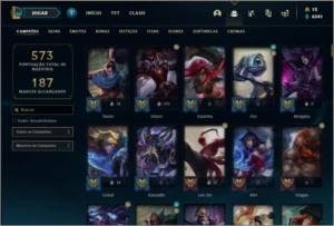 Conta prata 1 com 146 champs e 141 skins + 415k de Yasuo - League of Legends LOL
