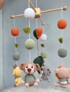 Mobile Tema Safári Amigurumi - Artesanato e Personalizados