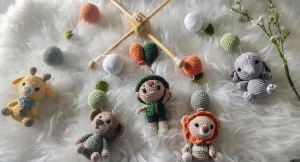 Mobile Tema Safári Amigurumi - Artesanato e Personalizados