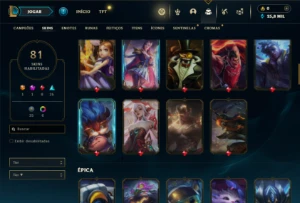 Prata 3 com 140 Champs e 81 Skins ( ADC / SUP / JG / TOP ) - League of Legends LOL