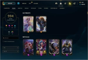Conta de lol (204 skins) e valorant (com skins)