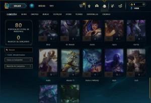Diamante 2 com 45 Champs e 29 Skins + 1 Prestigio da Syndra - League of Legends LOL