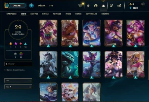 Diamante 2 com 45 Champs e 29 Skins + 1 Prestigio da Syndra - League of Legends LOL