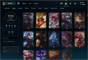 Conta DIAMANTE 1, com MMR POSITIVO E  228 skins. - League of Legends LOL