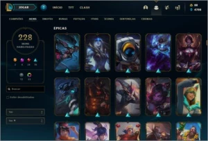 Conta DIAMANTE 1, com MMR POSITIVO E  228 skins. - League of Legends LOL