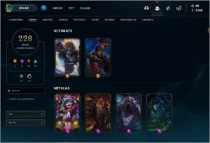 Conta DIAMANTE 1, com MMR POSITIVO E  228 skins. - League of Legends LOL