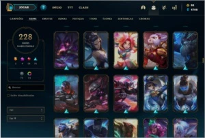 Conta DIAMANTE 1, com MMR POSITIVO E  228 skins. - League of Legends LOL