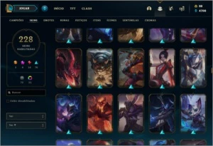 Conta DIAMANTE 1, com MMR POSITIVO E  228 skins. - League of Legends LOL