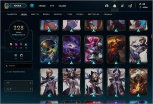 Conta DIAMANTE 1, com MMR POSITIVO E  228 skins. - League of Legends LOL