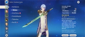 Ayato + Cortador de Jade primodial AR 10 - Genshin Impact