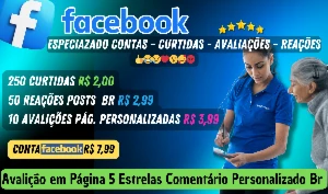 Facebook: Avaliações em Páginas 5 Estrelas e Curtidas Reais - Redes Sociais