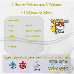 6 Pokémon customizados Shiny Monte Seu Time + 1 Pkm d Brinde