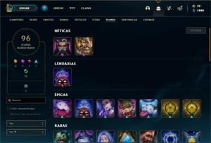 Conta ouro 4 com 95 Champs e 54 Skins + 1 Prestigio - League of Legends LOL
