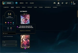 Conta ouro 4 com 95 Champs e 54 Skins + 1 Prestigio - League of Legends LOL