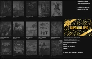 CONTA EPICGAMES COM 15 JOGOS + CUPOM DE 40 OFF - Epic Games