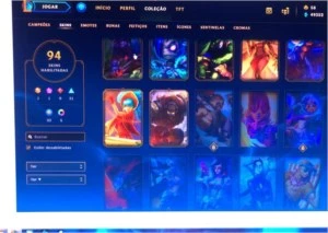 Conta de lol lvl 159 com 100 skins e 50k de essência azul - League of Legends