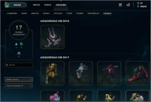CONTA LOL - PLATINA 4 - FULL CHAMP + 231 SKINS - League of Legends