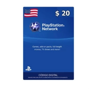Cartão de Saldo - Playstation Americano - 20 Dolares - Gift Cards