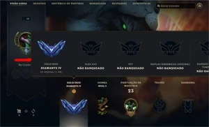 Conta diamante 4 com 64% de win rate sem email confirmado - League of Legends LOL