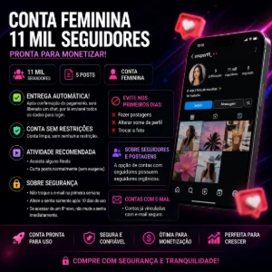 Conta Instagram - 11 Mil seguidores FEMININA - Redes Sociais