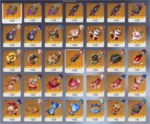 Genshin Impact AR55 com 7 personagens 5* e todos os 4*