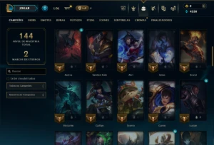 Platina 1 com 65 Champs e 25 Skins +4 Vitoriosas - League of Legends LOL
