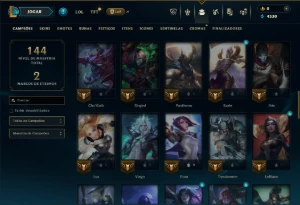 Platina 1 com 65 Champs e 25 Skins +4 Vitoriosas - League of Legends LOL