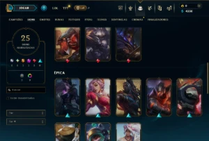 Platina 1 com 65 Champs e 25 Skins +4 Vitoriosas - League of Legends LOL