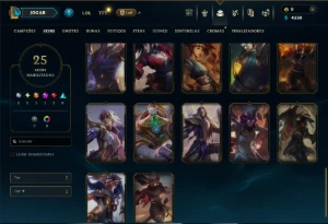Platina 1 com 65 Champs e 25 Skins +4 Vitoriosas - League of Legends LOL