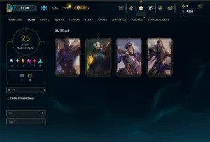 Platina 1 com 65 Champs e 25 Skins +4 Vitoriosas - League of Legends LOL
