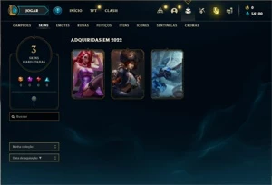 Conta Platina 3 com 22 Champs e 3 Skins + 16 Espolios - League of Legends LOL