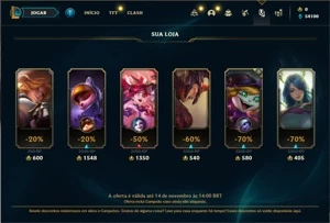 Conta Platina 3 com 22 Champs e 3 Skins + 16 Espolios - League of Legends LOL