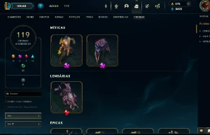 Conta LOL 580 Skins, 4 ultimates, 19 míticas, 622 ícones - League of Legends