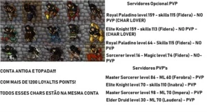 CONTA TOP - 8 CHARS TOP DE LINHA EM UMA ÚNICA CONTA - Tibia