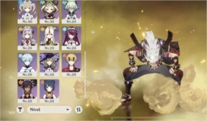 Ar46. Hutao, Itto, Mona e harpa - Genshin Impact