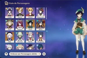 Conta genshin impact, venti, mona, qiqi