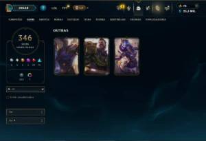Unranked com TODOS os Champs e 346 Skins ( JG / SUP / MID ) - League of Legends LOL