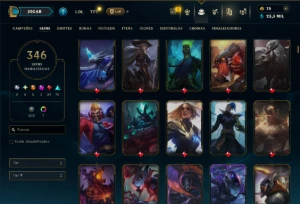 Unranked com TODOS os Champs e 346 Skins ( JG / SUP / MID ) - League of Legends LOL