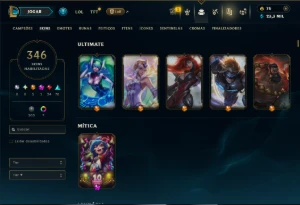 Unranked com TODOS os Champs e 346 Skins ( JG / SUP / MID ) - League of Legends LOL