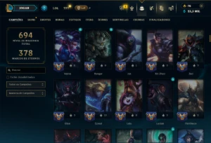 Unranked com TODOS os Champs e 346 Skins ( JG / SUP / MID ) - League of Legends LOL