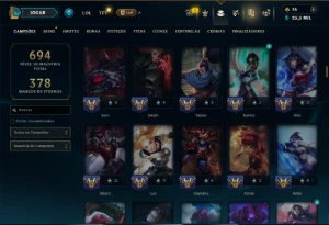 Unranked com TODOS os Champs e 346 Skins ( JG / SUP / MID ) - League of Legends LOL