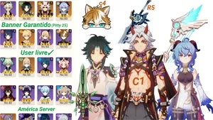 itto c+ Xiao com Jade, Ganyu e Harpa - Genshin Impact