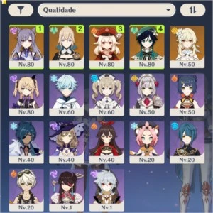 Conta Genshin Impact AR 45, 4 personagems 5*