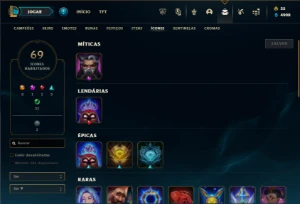 Platina 4 com 35 Champs e 13 Skins + 3 Fragmentos - League of Legends LOL