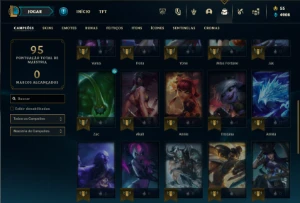 Platina 4 com 35 Champs e 13 Skins + 3 Fragmentos - League of Legends LOL
