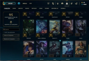 Platina 4 com 35 Champs e 13 Skins + 3 Fragmentos - League of Legends LOL
